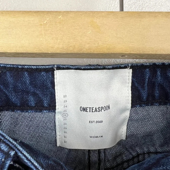 One Teaspoon Freebirds Jeans Size 26 High Rise Dark Wash Distressed Frayed Hem - Picture 3 of 13